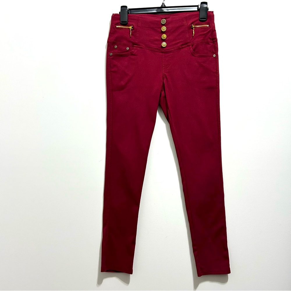 Indero Fashion Jeans Women’s Maroon Red Burgundy Cranberry Stretchy Pants